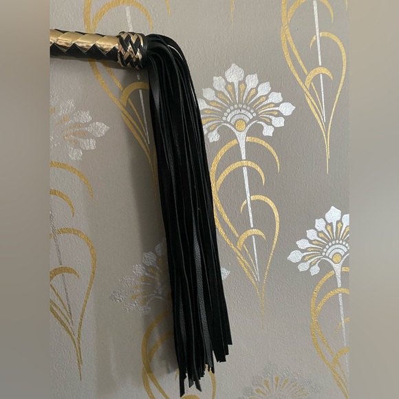Black and Gold Braided Whip and Riding Crop BDSM